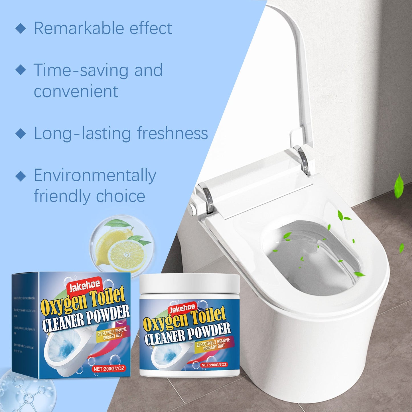 Oxygen Toilet Cleaner Powder, Easy Decontamination Keep Clean With A Quick Blistering Toilet Cleaner