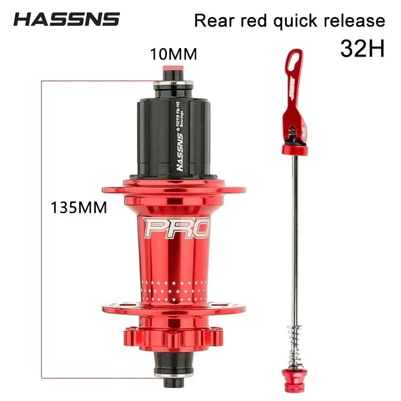 HASSNS PRO7 MTB Hub 32 Holes Bearing Bike Freehub Rear Hub Quick Release 32H Four Palin 7 8 9 10 11 12 Speed 6 Pawl Hubs
