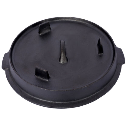 ast iron Dutch oven with lid, outdoor camping deep pot, used for camping, cooking, barbecue and leg rest,6 quarts