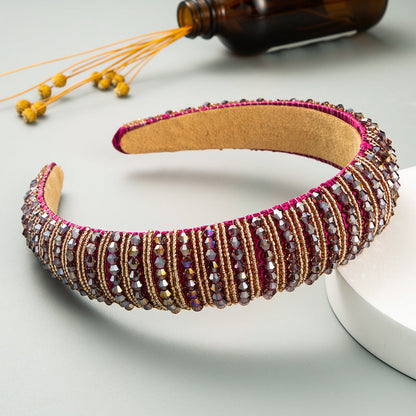 Hair Hoop Hand Woven Beaded Head Hoop Female Baroque Sponge Hair Bundle Korean Style Of The Net Red Face Wash Hair Accessories