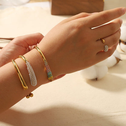 Colorful zirconium full diamond high-end fashion stainless steel casting bracelet bracelet bracelet accessories