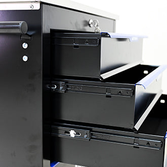 5 DRAWERS MULTIFUNCTIONAL TOOL CART WITH WHEELS-BLACK+BLUE