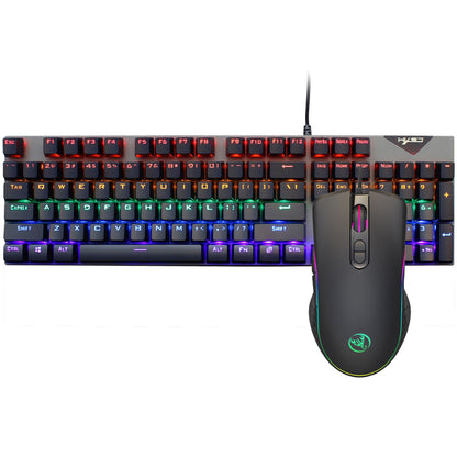 Suspended keycaps with real mechanical feel illuminated RGB keyboard and mouse game 104 keyboard and mouse wired set