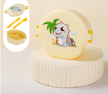 Cartoon cute microwaveable portable lunch box with buckle compartments