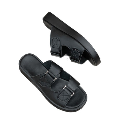Thick bottomed flat and casual one line drag Velcro beach cooldown
