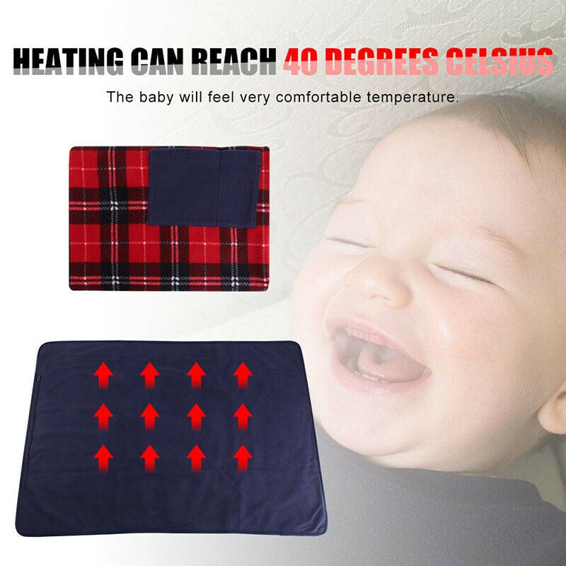 Portable USB Electric Heated Blanket Car Office Use Warm Blanket Heater With Pocketed Winter Home Baby Polyster Carpet 88x65cm
