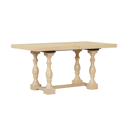 Traditional 6-Piece 78inch Trestle Extendable Dining Table Set with One 18inch Removable Leaf Padded Dining Chairs Bench,Natural