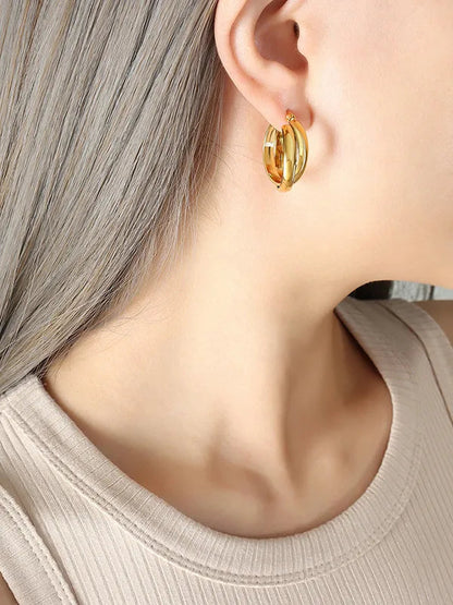 Double U-shaped earrings with titanium personalized earrings for women