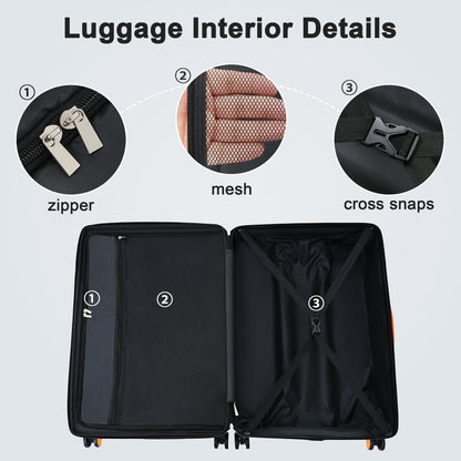 Contrast Color Hardshell Luggage 24inch Expandable Spinner Suitcase with TSA Lock Lightweight Green + ABS