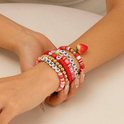 Bohemian style colorful soft ceramic elastic letter LOVE bead bracelet Bracelet