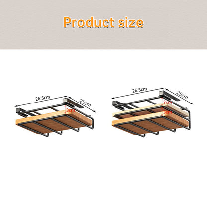Under - Cupboard Hanging Organizer: Hooks for Paper Towels, Rags, Plus Shelf for Cutting Boards & Pot Covers