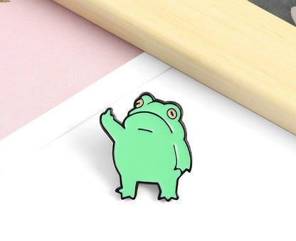 Funny Frog Enamel Pin Custom Cool Animal Brooches Bag Lapel Pin Cartoon Froggy Badge Jewelry Gift for Friends