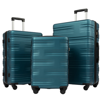 Hardshell Luggage Sets 3 Pcs Spinner Suitcase with TSA Lock Lightweight 20''24''28'' Navy + ABS
