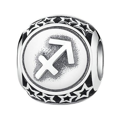 BAMOER 925 Sterling Silver Aquarius Star Sign Zodiac Beads Charms fit Bracelets PSC048