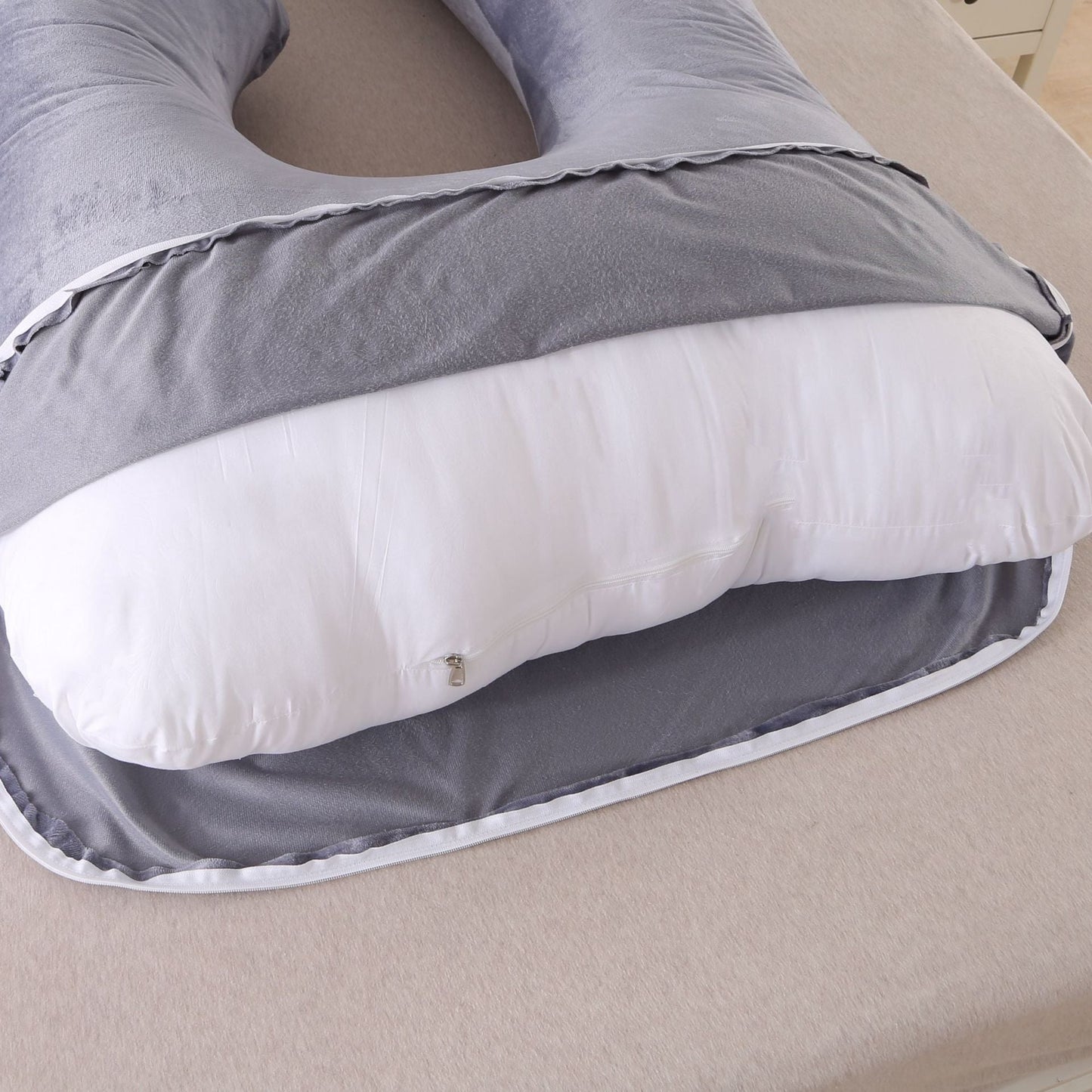 Pregnant women's detachable crystal velvet G-type side lying waist protection pillow