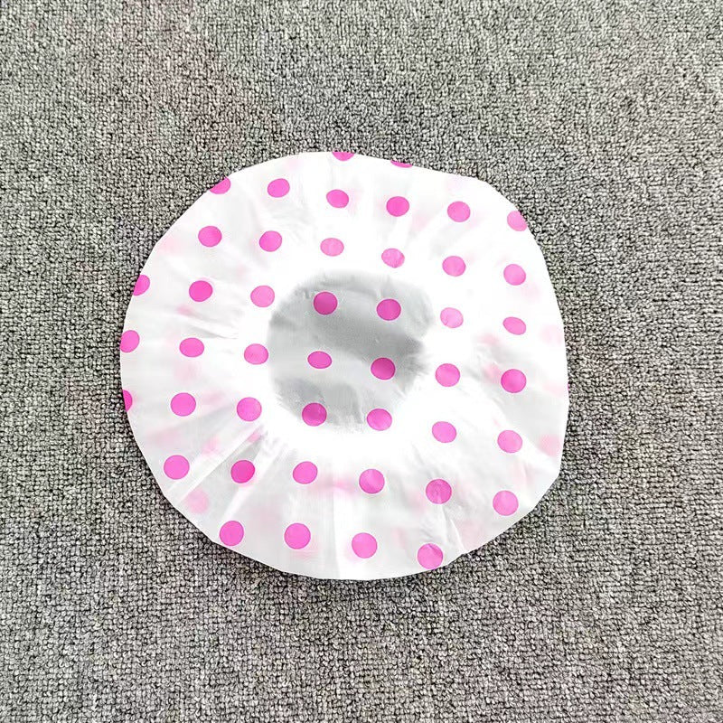 Thickened Shower Cap Wholesale Non-disposable Waterproof Polka Dot PVC Adult Bath Cap PE Oil-proof