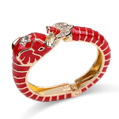 European and American fashion jewelry elephant enamel oil drip alloy open bracelet