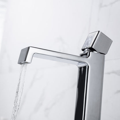 Black square single hole cold and hot countertop basin sink chrome faucet
