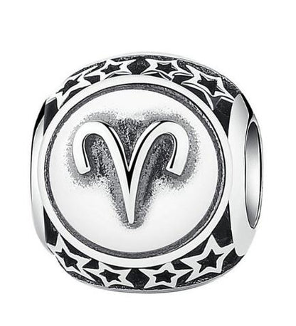 BAMOER 925 Sterling Silver Aquarius Star Sign Zodiac Beads Charms fit Bracelets PSC048