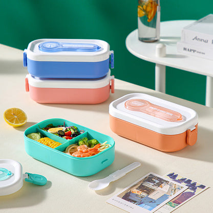 Japanese style portable microwave lunch box with cutlery sealed lunch box bento box