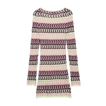 Style Women's Fashion Casual Long Sleeve Fitted Knit Dress