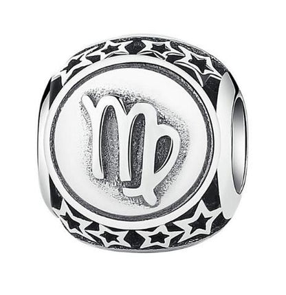 BAMOER 925 Sterling Silver Aquarius Star Sign Zodiac Beads Charms fit Bracelets PSC048