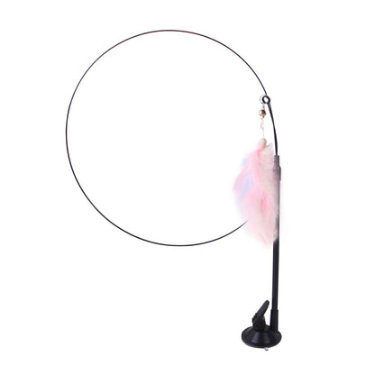 Suction cup cat toy stick that can be attached and held with steel wire multi head interchangeable cat toy and pet supplies