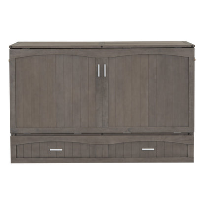 Queen Size Murphy Bed with Built-In Charging Station  Antique Grey