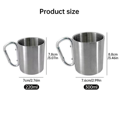 Outdoor mountaineering button, water cup, trip, camping, portable button, 201 stainless steel material