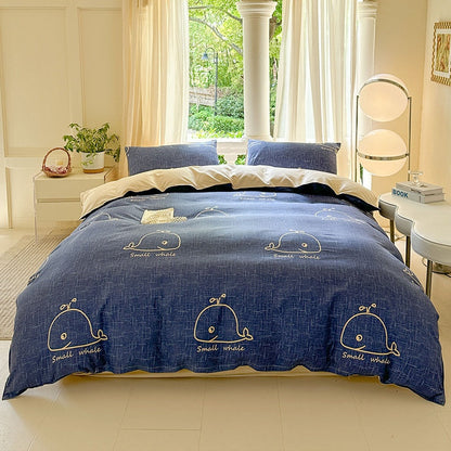 Cartoon Four-Piece Set Fresh Autumn and Winter Single Student Dormitory Bedding Sheet Three-Piece Set Single Quilt Cover