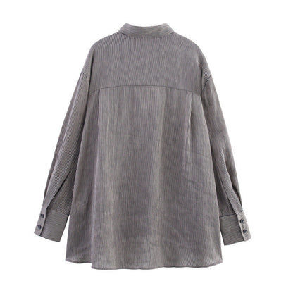 Style Women's Fashion Casual Loose Long Sleeve Striped Shirt