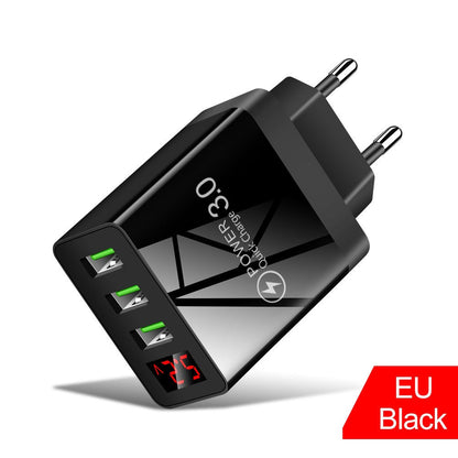 Digital display phone charger 3USB digital display screen fast charger, multi port USB charging head