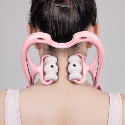 Cervical Massager Manual Massage Neck and Shoulder Massager Six Wheel Massager Neck Clamp Divine Tool