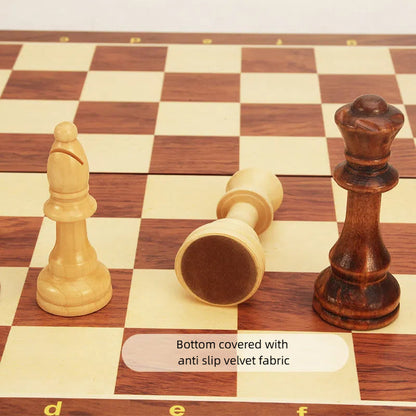 Magnetic Wood Chess Folding Chess Board Puzzle Game for Adults and Children Checkers Toy