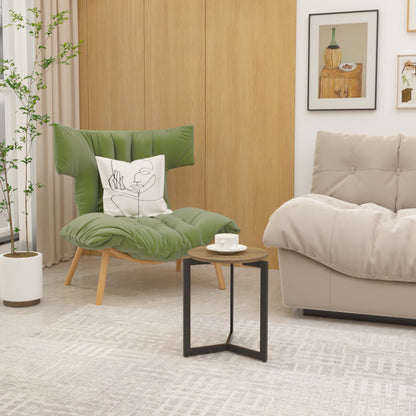 19.68''H Round Side Table, Round Accent End Table with Sturdy Metal Frame, Round Nightstand, for Living Room, Brown