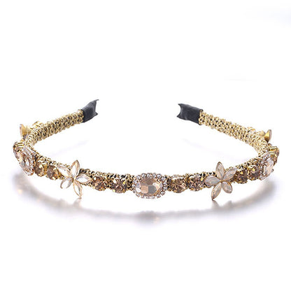 Crystal flower set with colorful glass diamond fine edge hair hoop