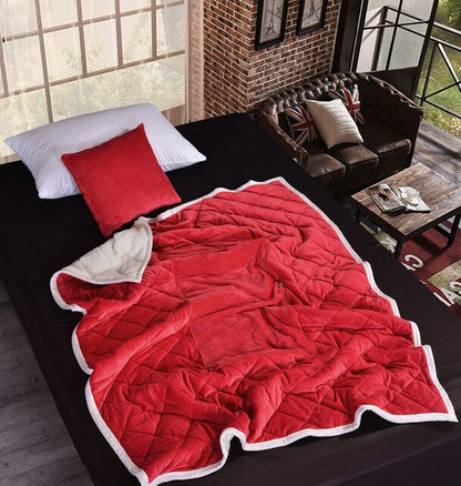 2 in 1 Flannel Cushion Blanket car sofa lumbar throw pillow air conditioning blanket foldable patchwork quilt blanket Bedding