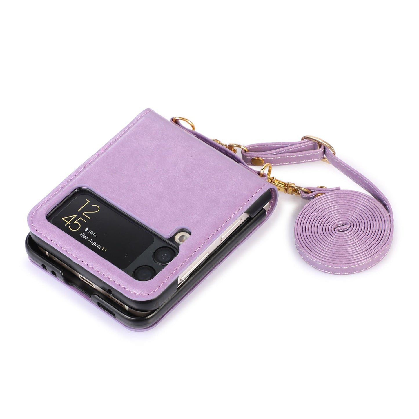 New Samsung Z Flip5 Folding Screen Phone Case with Diagonal Span Galaxy Z Flip4 Card Insertion Protective Cover