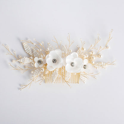 Queenco Gold Bridal Hair Comb Pearl Beads Wedding Hair Accessories Women Headpiece Girl's Hair Vine Party Hair Jewelry