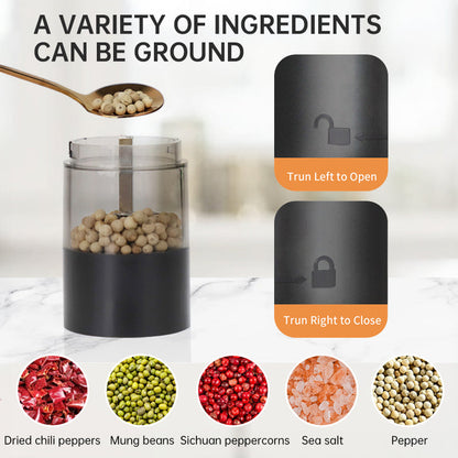 USB Charging Electric Pepper & Sea Salt Grinder with Base and Double Support for Easy Charging and Use