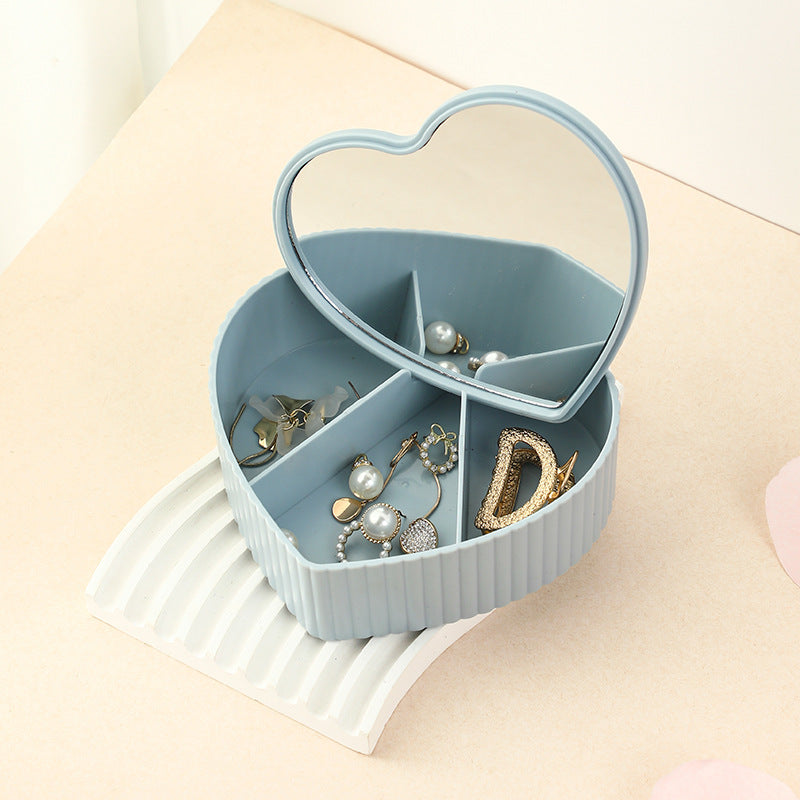 High-end luxury desktop large capacity compartment jewelry storage box with mirror
