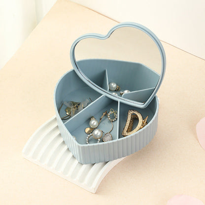 High-end luxury desktop large capacity compartment jewelry storage box with mirror
