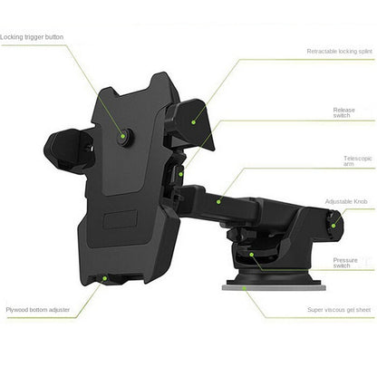 Long Rod Automatic Lock Car Phone Holder Telescopic Suction Cup Mount for Car Air Vent Lazy Live Streaming
