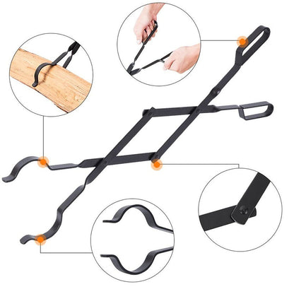 The Grizzly Grabber Fire Tongs are 26 - inch, heavy - duty, rust - resistant tools for camping and indoor/outdoor use.