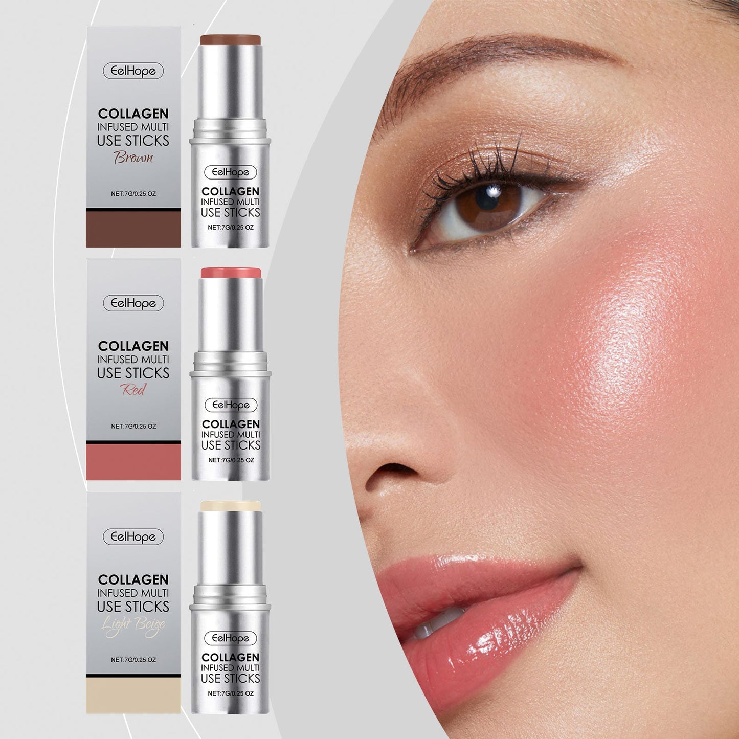 Collagen Makeup Stick Moisturizes Natural Multicolor Blush Stick