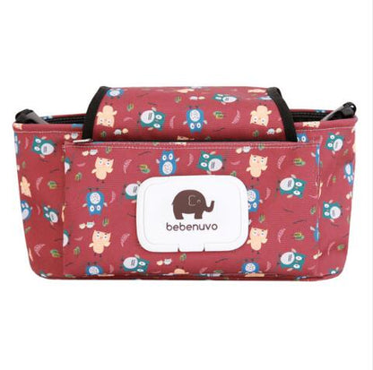 Print Strollers Baby Trolley Bag with Detachable Handbag Multifunctional Baby Stroller Organizer Pram Buggy Cart Hanging Bag XV2