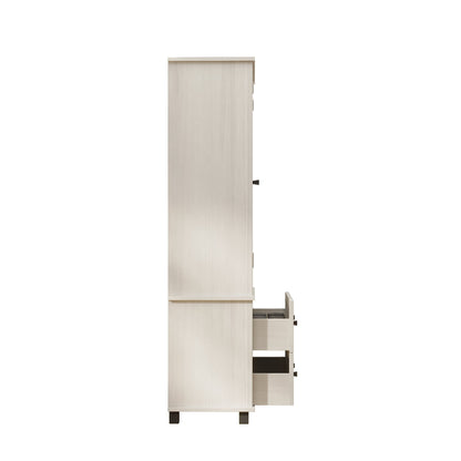 70 inch high kitchen pantry storage cabinet with 2 drawers and 3 shelves, large storage cabinet (antique white)
