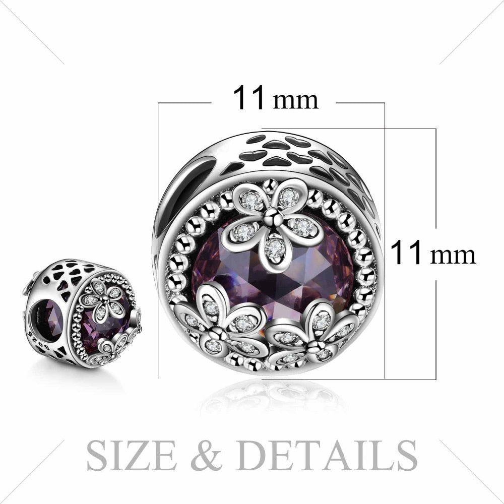 JewelryPalace Authentic 925 Sterling Silver Beads Cubic Zirconia Beads Charms fit Bracelets Bangles Ladies Girls DIY Jewelry