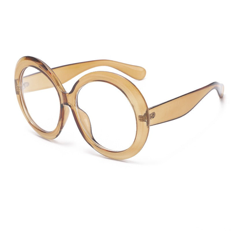 Personalized dual color sunglasses, fashionable circular large frame sunglasses for women