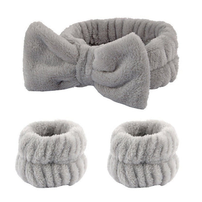 Wash face headband waterproof wrist strap set butterfly bow simple headband wrist 3-piece set